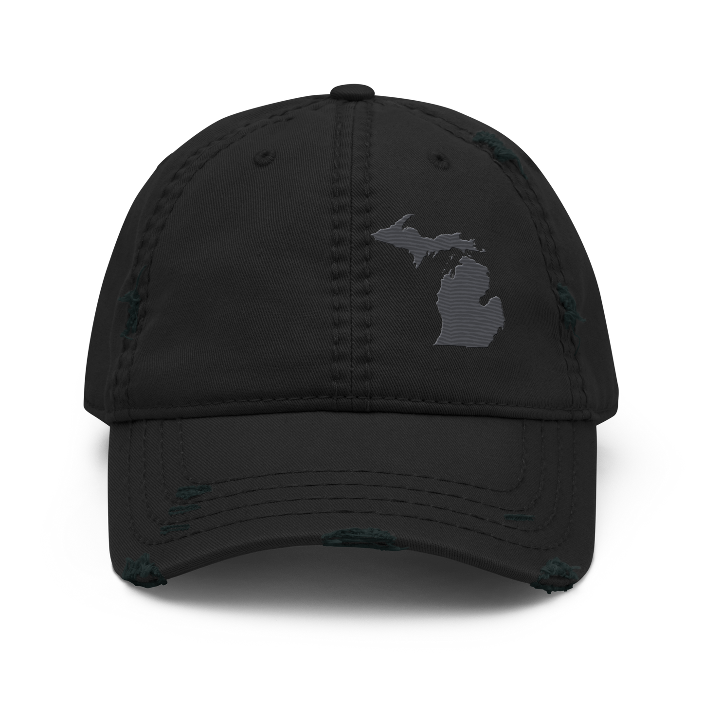 Michigan Distressed Dad Hat | Iron Ore Grey Outline