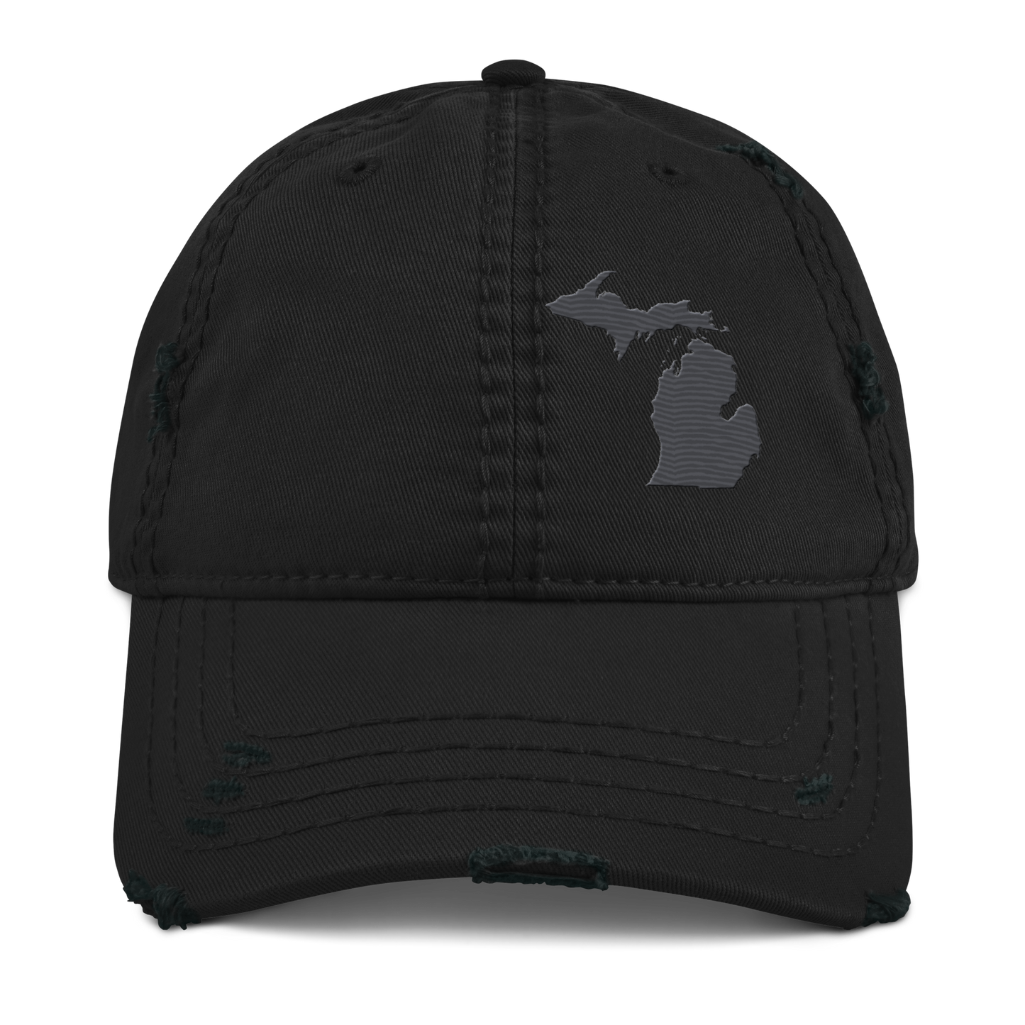 Michigan Distressed Dad Hat | Iron Ore Grey Outline