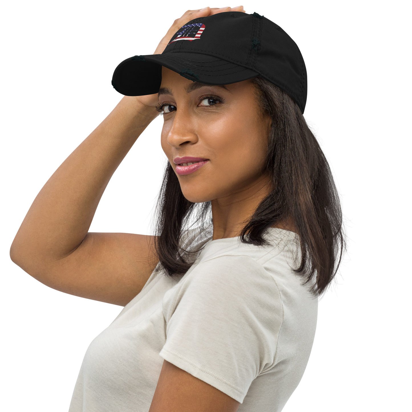 Detroit 'Old English D' Distressed Dad Hat (Patriotic Edition)