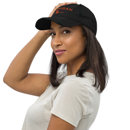 'Michigan EST. 1837' Distressed Dad Hat (Athletic Font) | Maple Leaf Orange