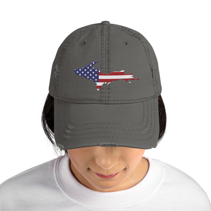 Michigan Upper Peninsula Distressed Dad Hat (Patriot Edition)