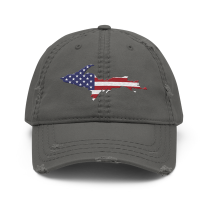 Michigan Upper Peninsula Distressed Dad Hat (Patriot Edition)