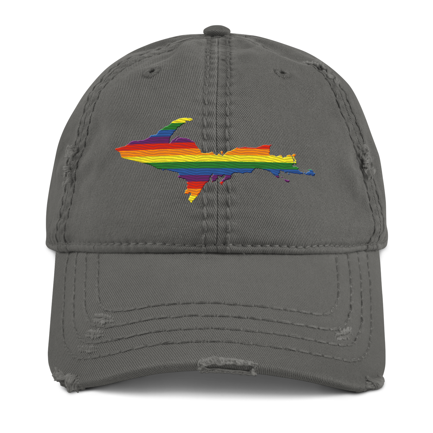 Michigan Upper Peninsula Distressed Dad Hat (Pride Edition)