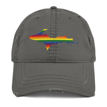 Michigan Upper Peninsula Distressed Dad Hat (Pride Edition)