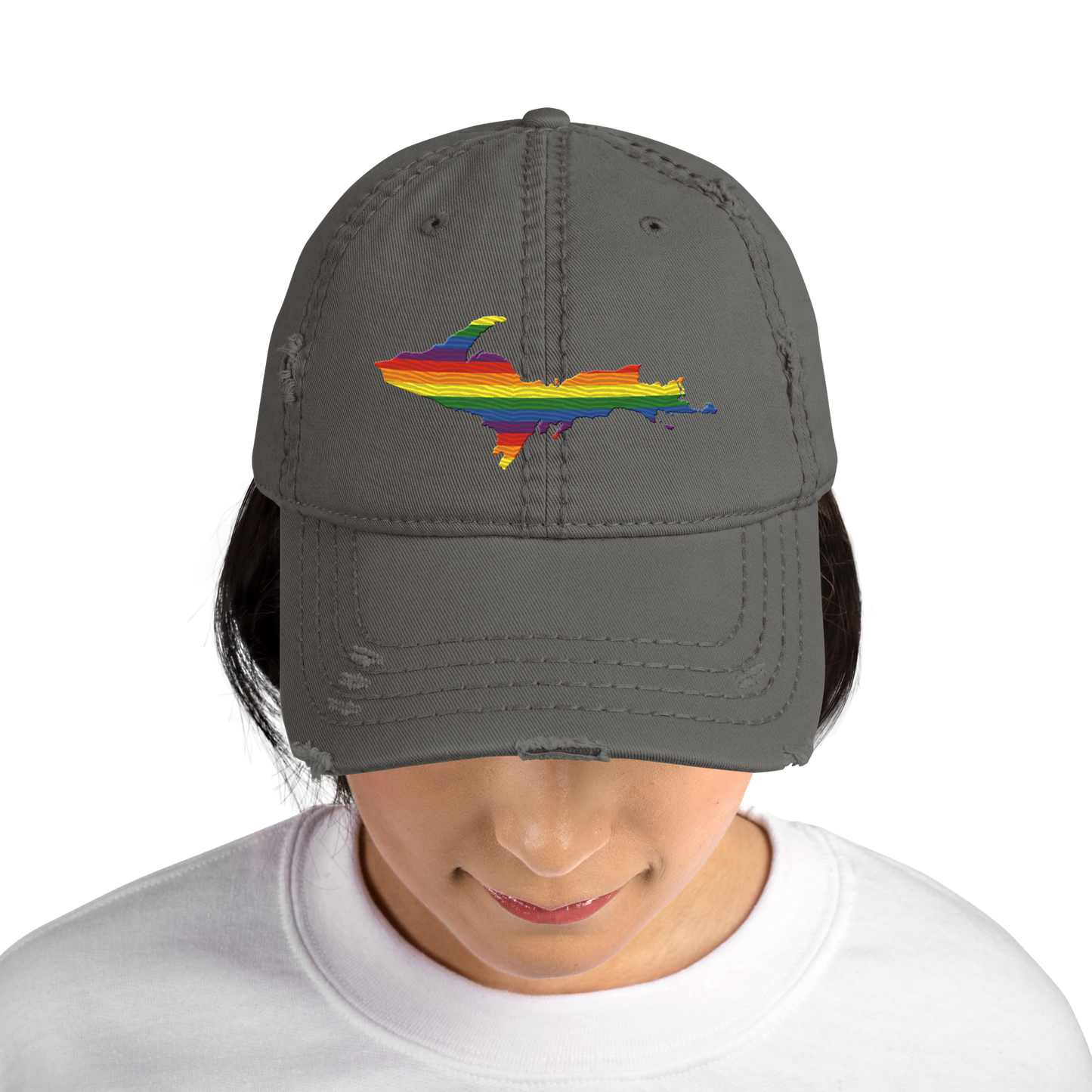 Michigan Upper Peninsula Distressed Dad Hat (Pride Edition)