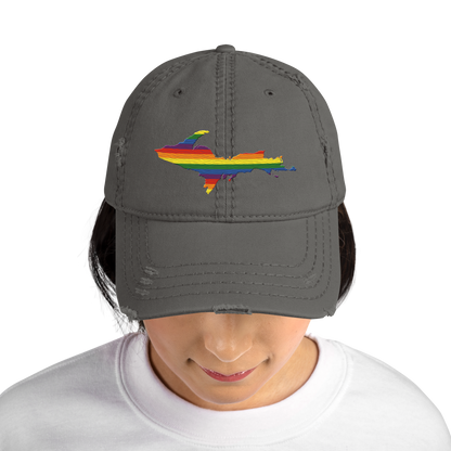 Michigan Upper Peninsula Distressed Dad Hat (Pride Edition)