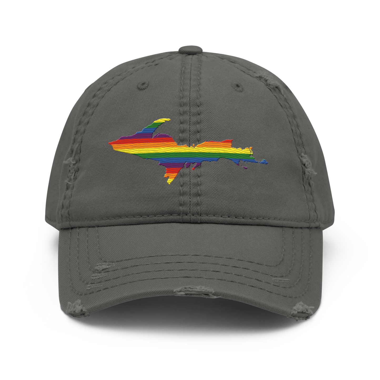 Michigan Upper Peninsula Distressed Dad Hat (Pride Edition)