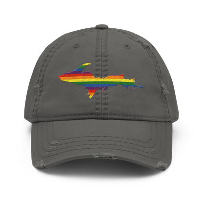 Michigan Upper Peninsula Distressed Dad Hat (Pride Edition)