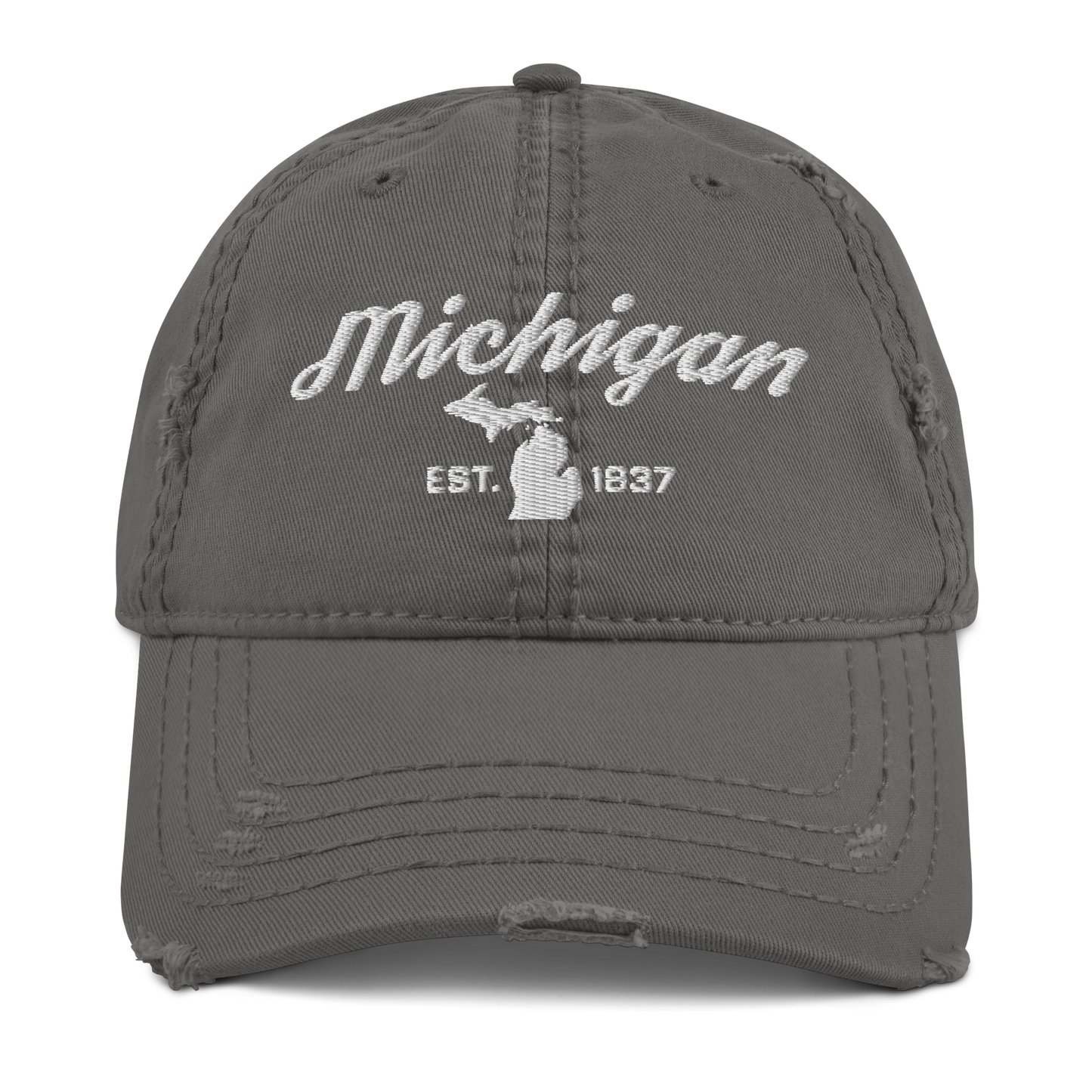 'Michigan EST 1837' Distressed Dad Hat (Script Font)