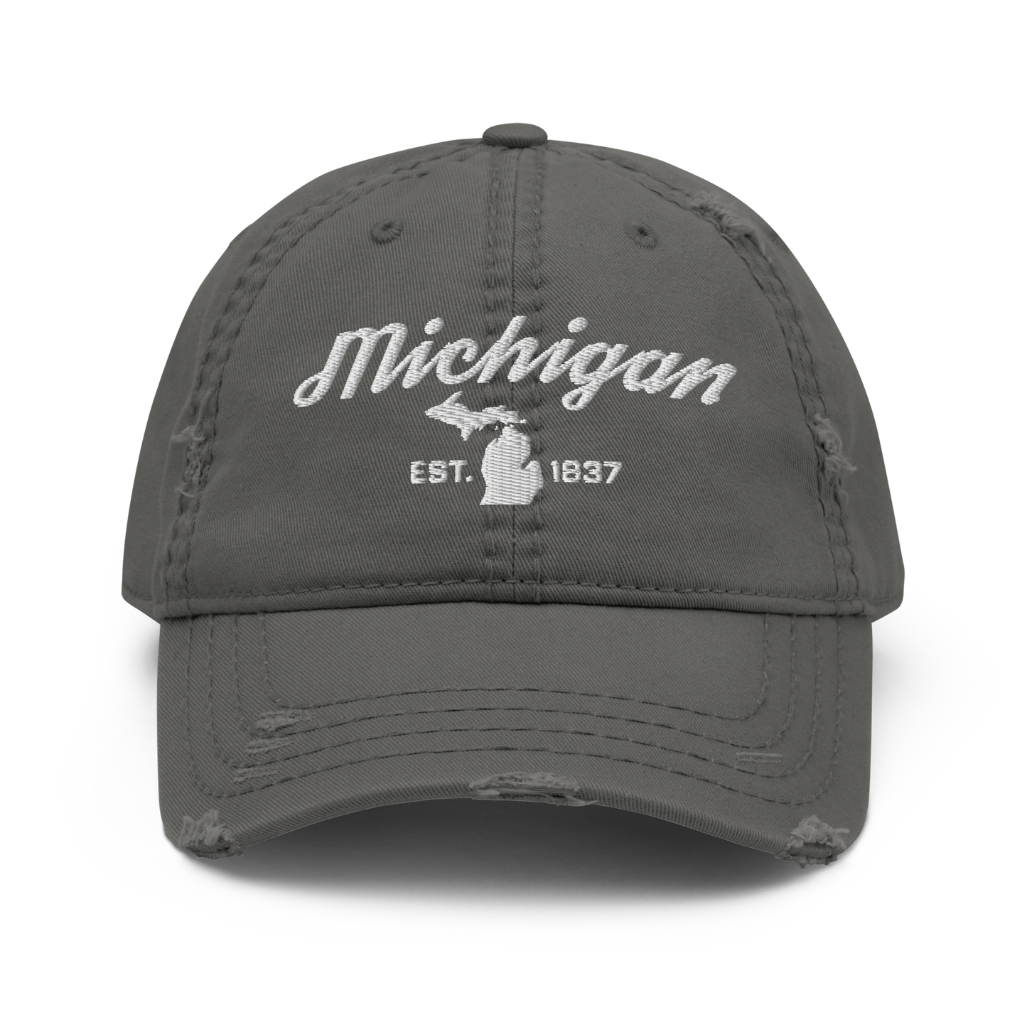 'Michigan EST 1837' Distressed Dad Hat (Script Font)