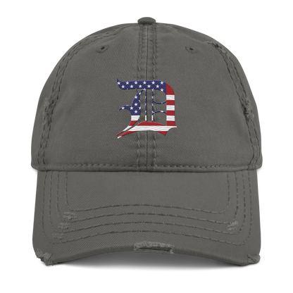 Detroit 'Old English D' Distressed Dad Hat (Patriotic Edition)