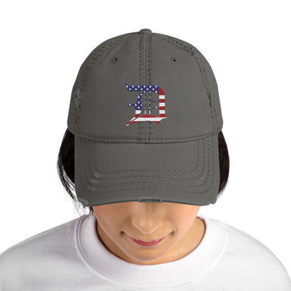 Detroit 'Old English D' Distressed Dad Hat (Patriotic Edition)