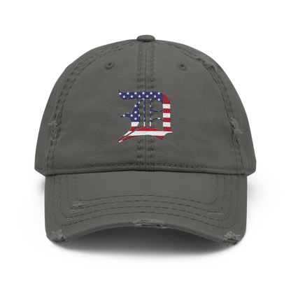 Detroit 'Old English D' Distressed Dad Hat (Patriotic Edition)