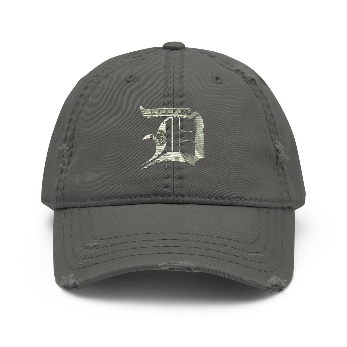 Detroit 'Old English D' Distressed Dad Hat (Benjamins Edition)