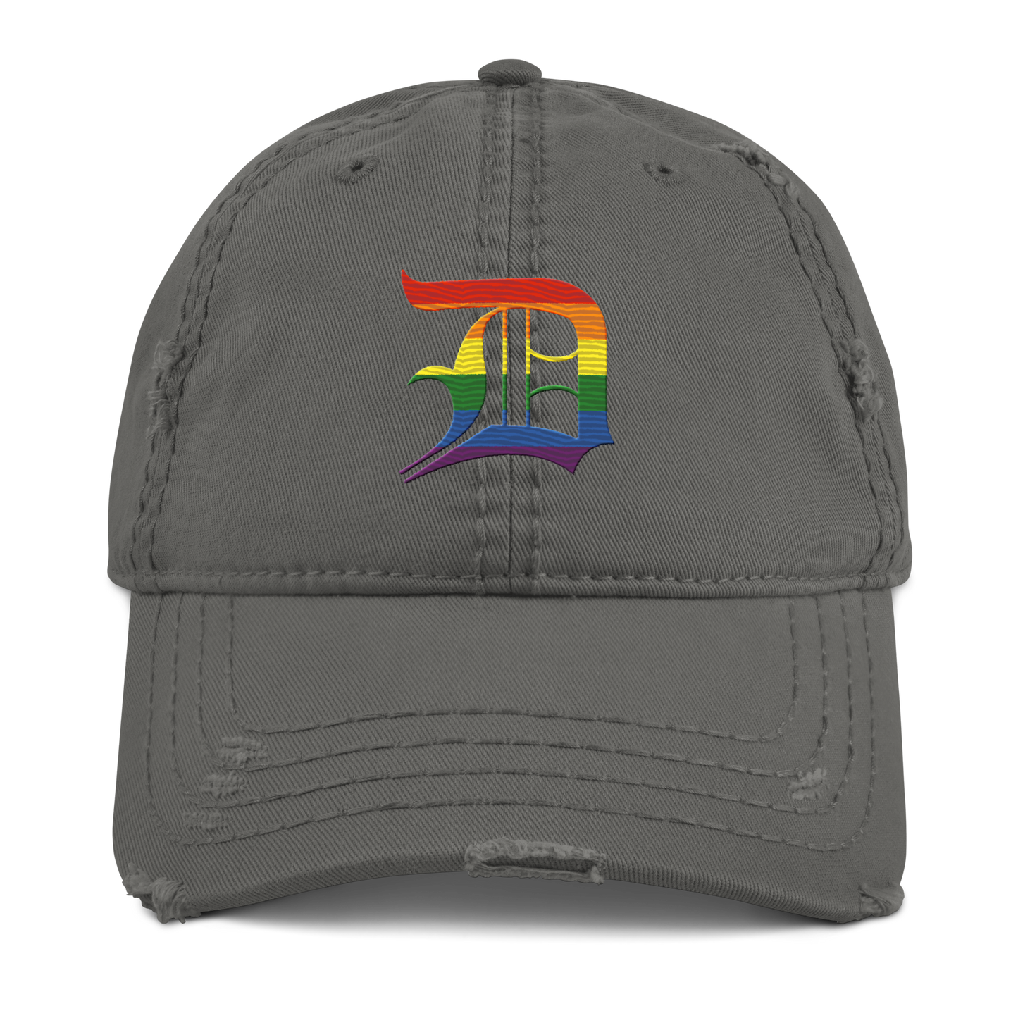 Detroit 'Old English D' Distressed Dad Hat (Rainbow Pride Edition)