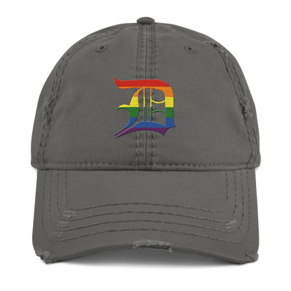 Detroit 'Old English D' Distressed Dad Hat (Rainbow Pride Edition)