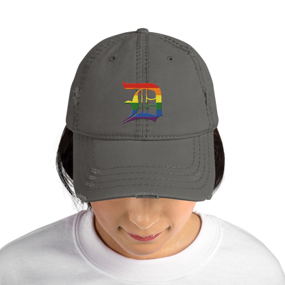 Detroit 'Old English D' Distressed Dad Hat (Rainbow Pride Edition)