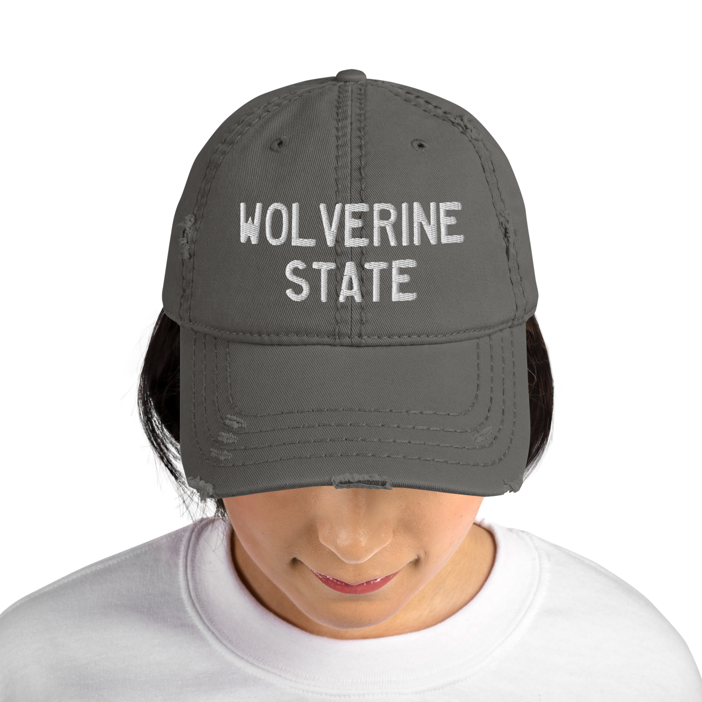 'Wolverine State' Distressed Dad Hat (Licence Plate Font)