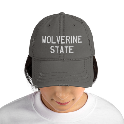 'Wolverine State' Distressed Dad Hat (Licence Plate Font)