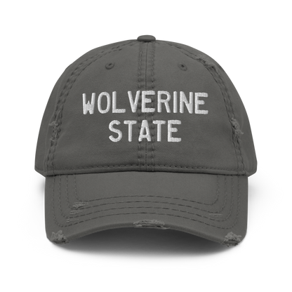 'Wolverine State' Distressed Dad Hat (Licence Plate Font)