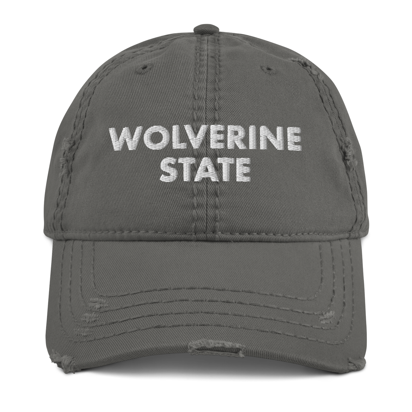 'Wolverine State' Distressed Dad Hat (Geometric Sans Font)