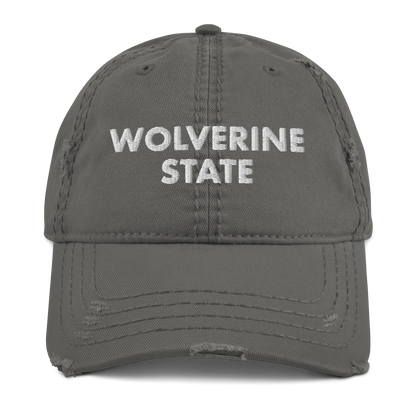 'Wolverine State' Distressed Dad Hat (Geometric Sans Font)