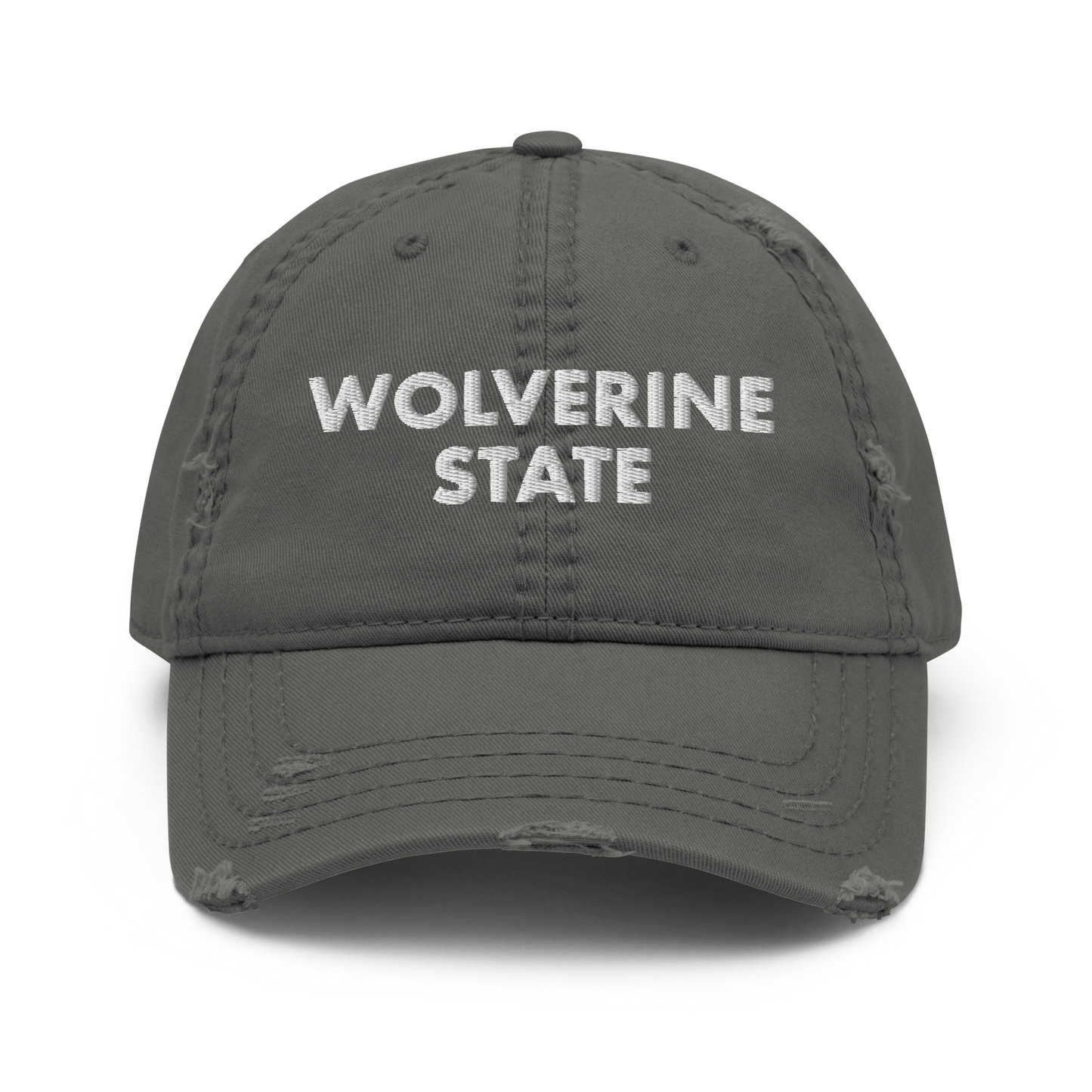 'Wolverine State' Distressed Dad Hat (Geometric Sans Font)