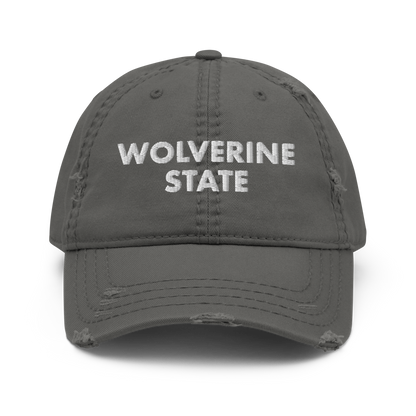 'Wolverine State' Distressed Dad Hat (Geometric Sans Font)