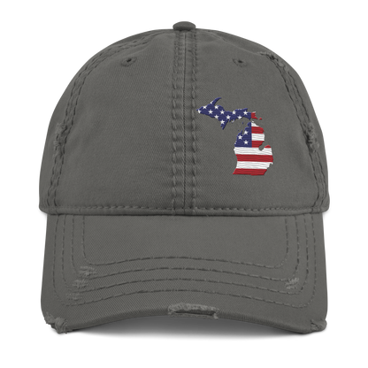 Michigan Distressed Dad Hat (w/ MI USA Flag)