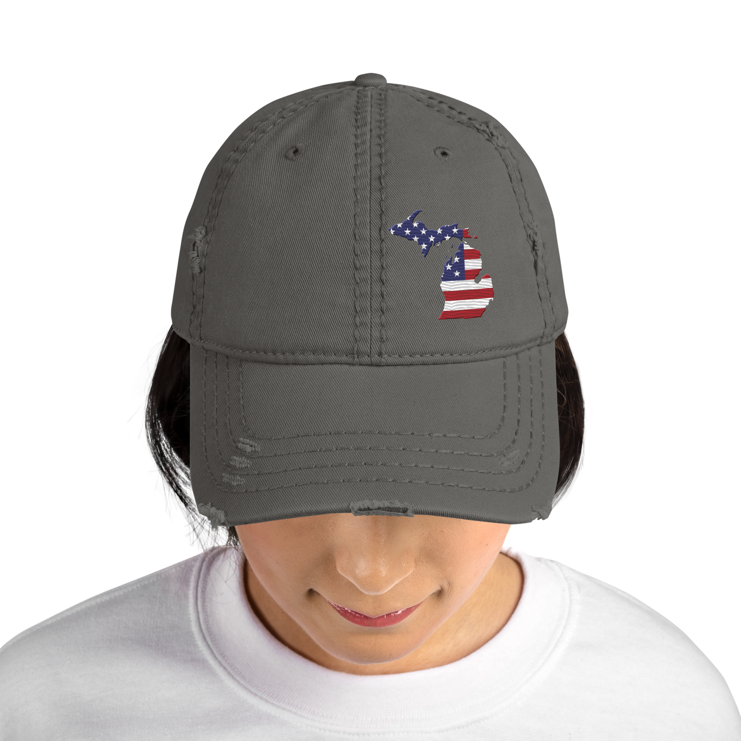 Michigan Distressed Dad Hat (w/ MI USA Flag)