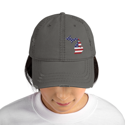 Michigan Distressed Dad Hat (w/ MI USA Flag)