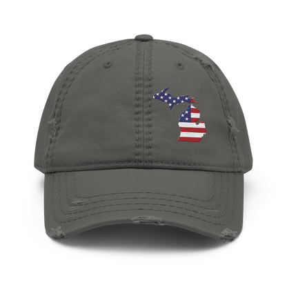 Michigan Distressed Dad Hat (w/ MI USA Flag)