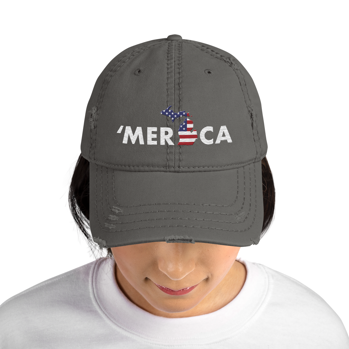 Michigan 'Merica' Distressed Dad Hat (Patriot Edition)