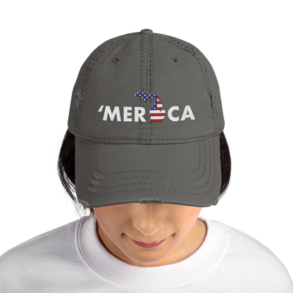 Michigan 'Merica' Distressed Dad Hat (Patriot Edition)