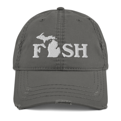 Michigan 'Fish' Distressed Dad Hat