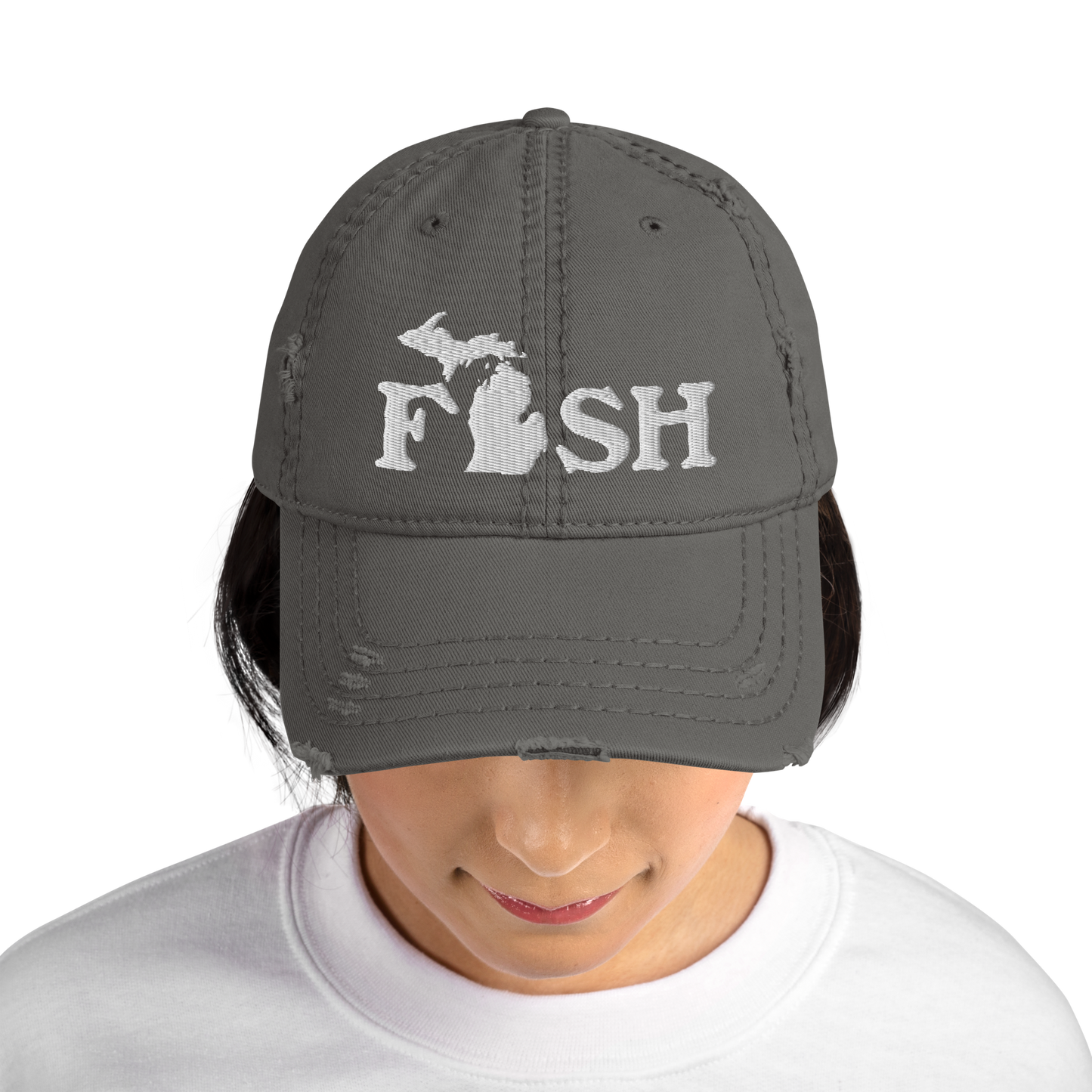 Michigan 'Fish' Distressed Dad Hat