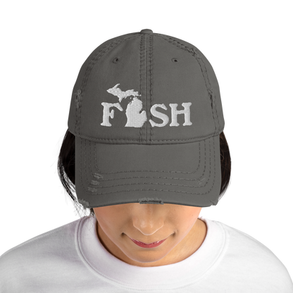 Michigan 'Fish' Distressed Dad Hat