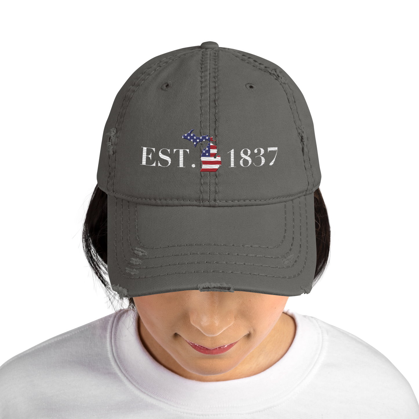 Michigan 'EST 1837' Distressed Dad Hat (Patriot Edition)