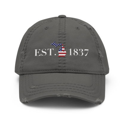 Michigan 'EST 1837' Distressed Dad Hat (Patriot Edition)