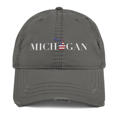 'Michigan' Distressed Dad Hat (Didone Patriot Edition)