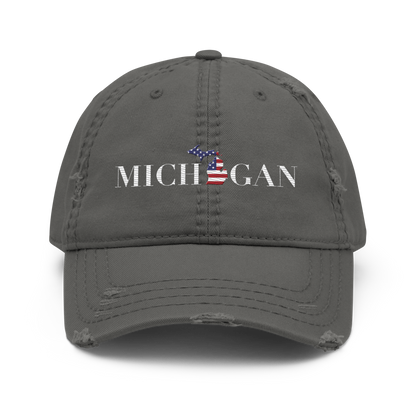 'Michigan' Distressed Dad Hat (Didone Patriot Edition)