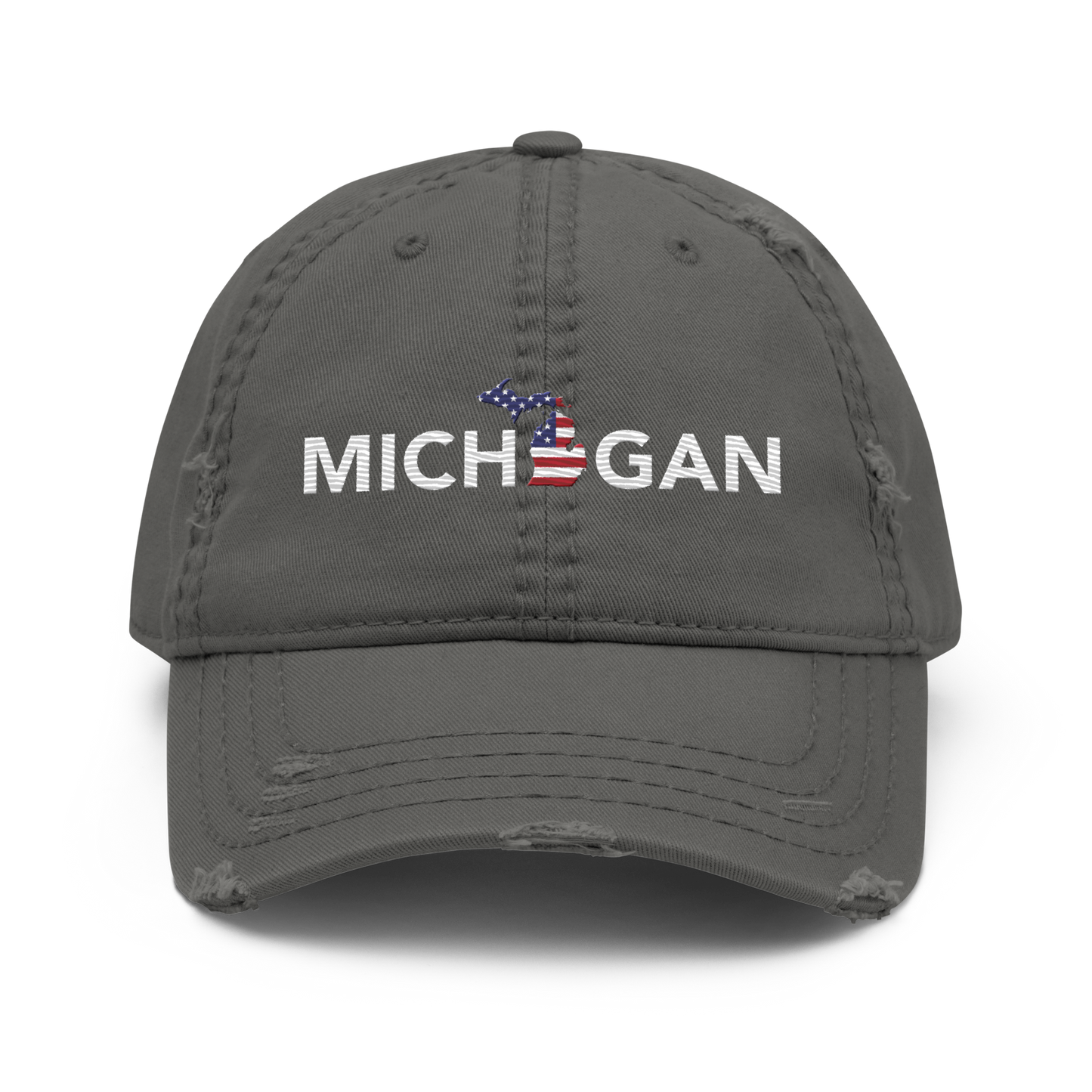 'Michigan' Distressed Dad Hat (Sans Font Patriot Edition)