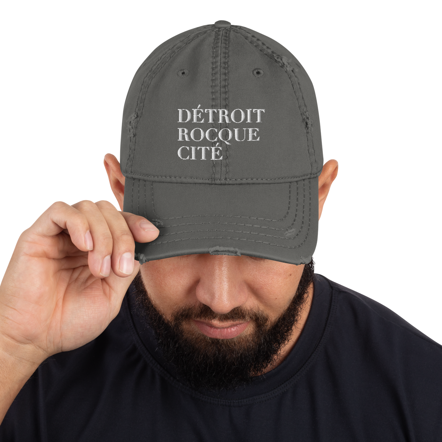 'Détroit Rocque Cité' Distressed Dad Hat