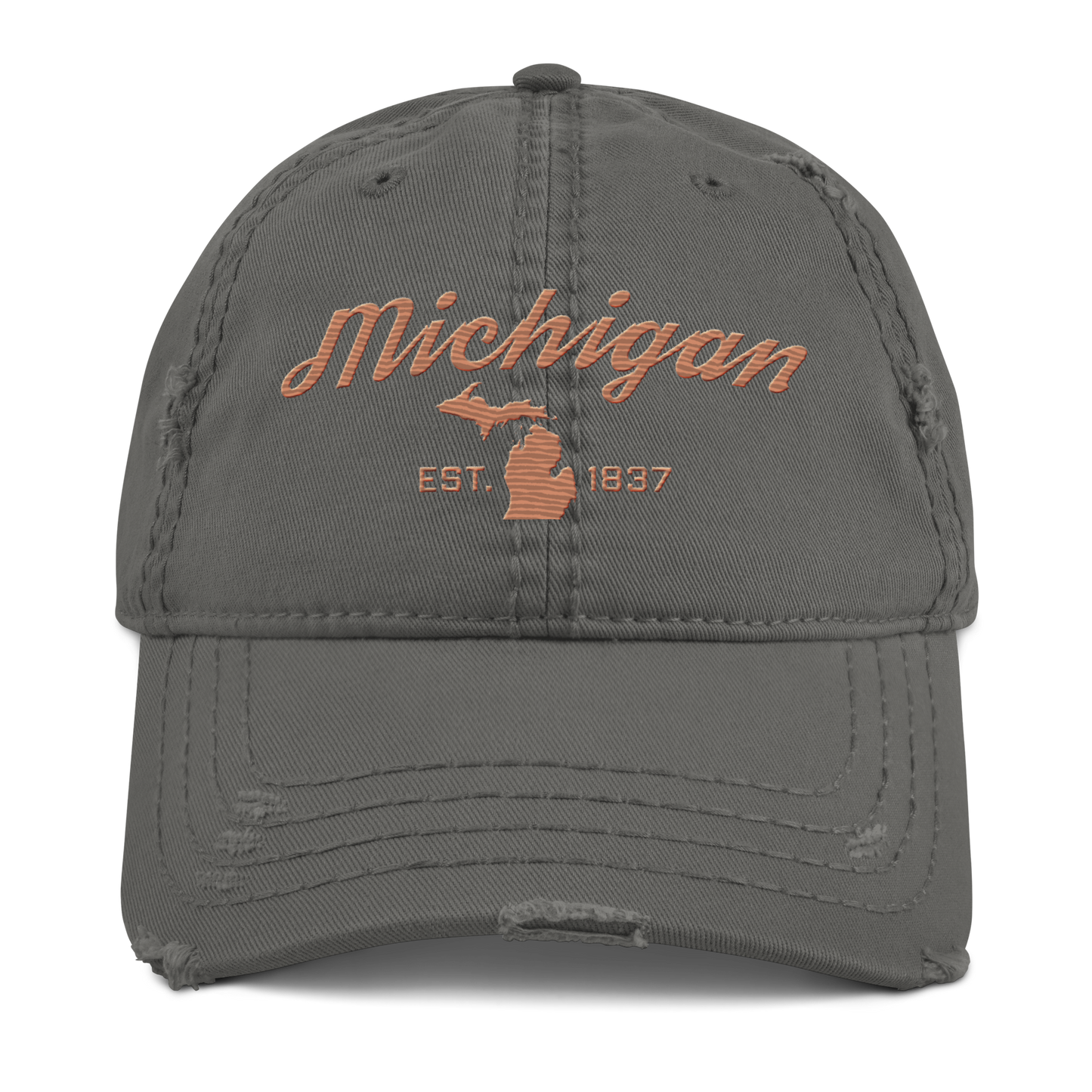 'Michigan EST. 1837' Distressed Dad Hat (Script Font) | Copper