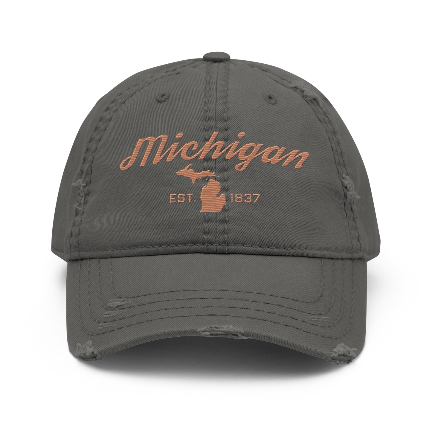 'Michigan EST. 1837' Distressed Dad Hat (Script Font) | Copper