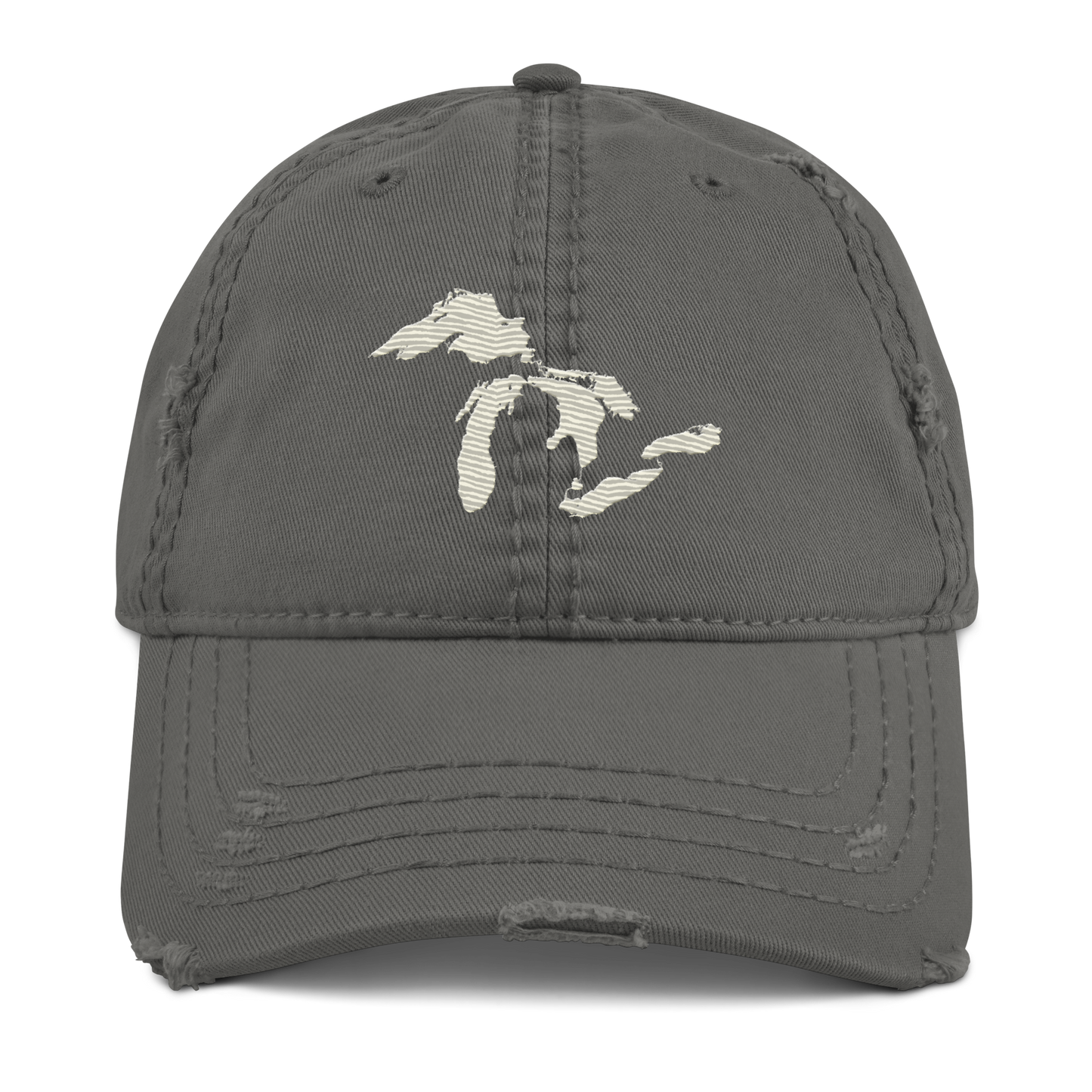 Great Lakes Distressed Dad Hat (Ivory White)