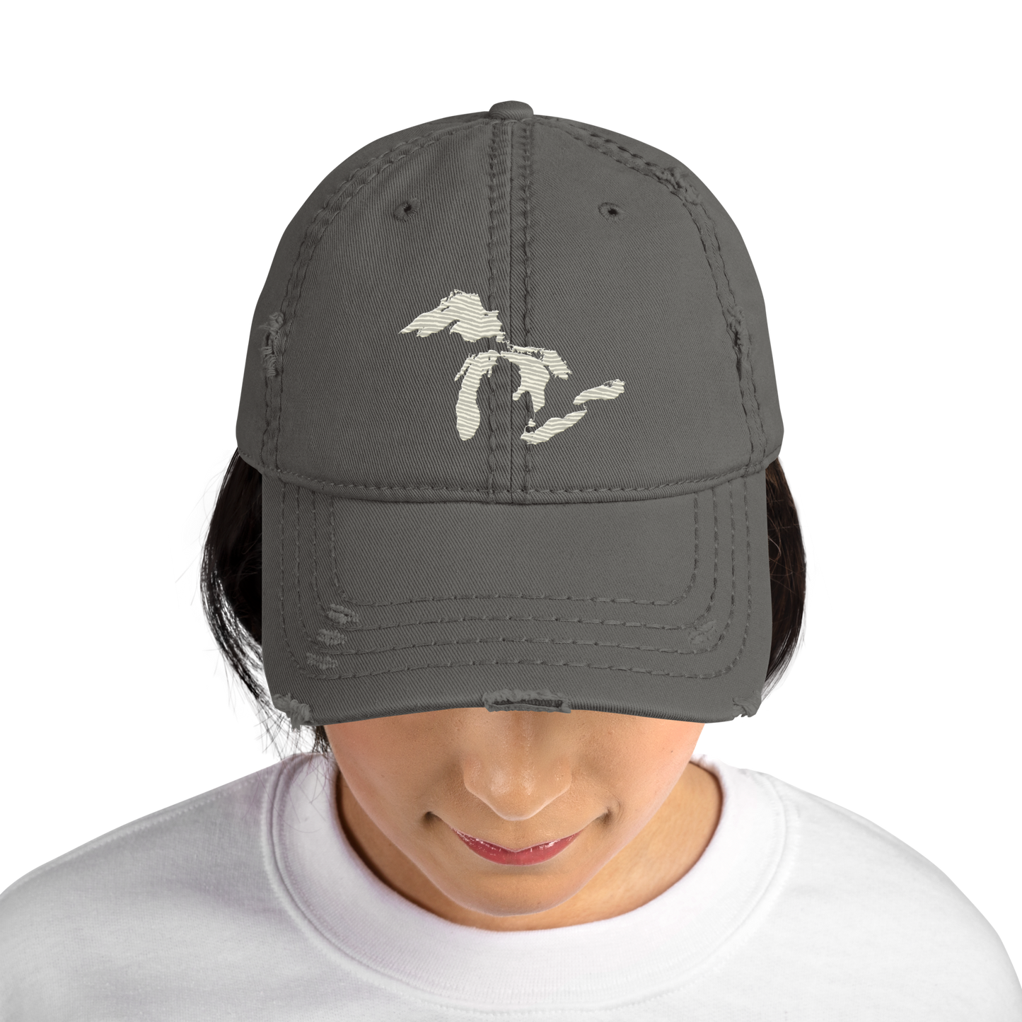 Great Lakes Distressed Dad Hat (Ivory White)