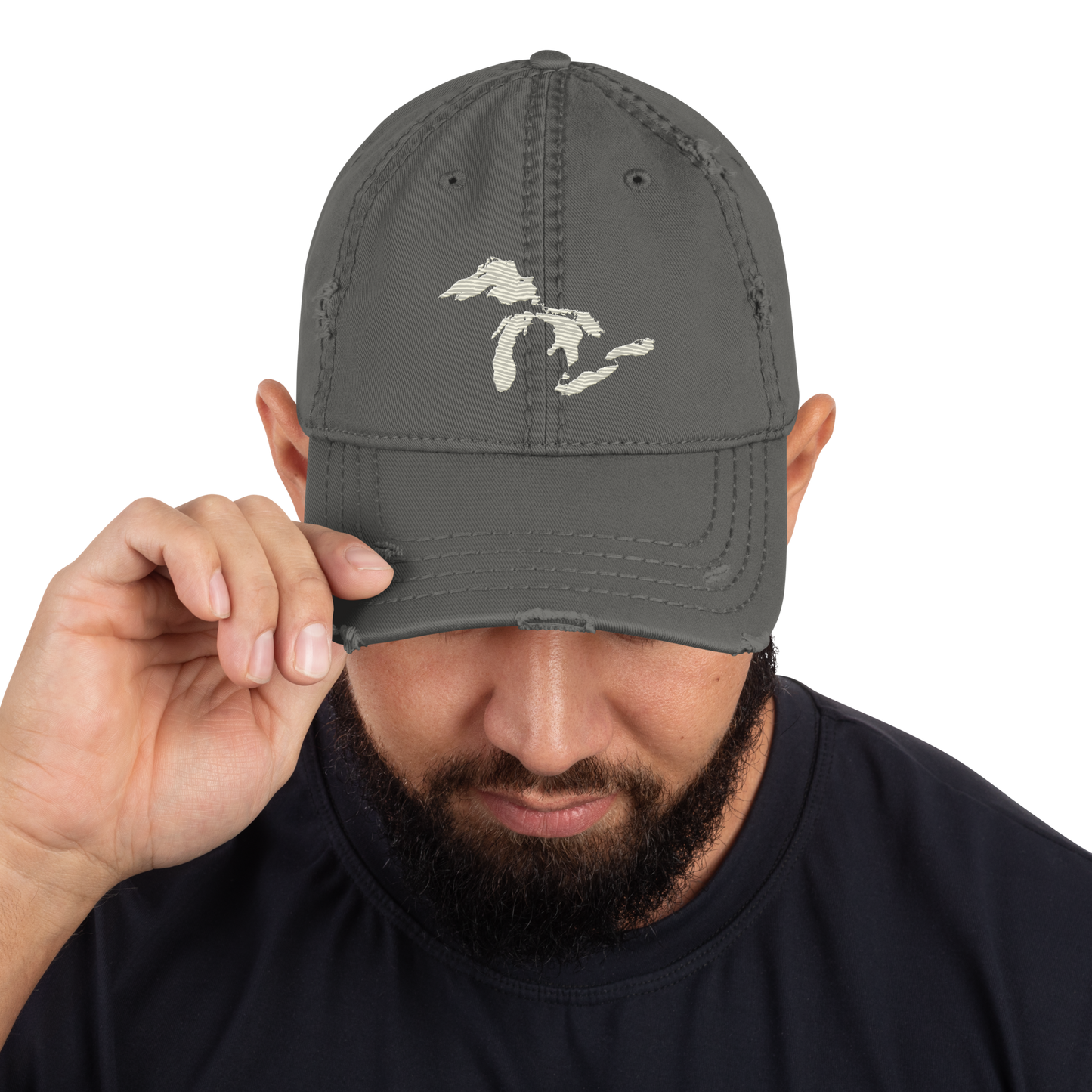 Great Lakes Distressed Dad Hat (Ivory White)