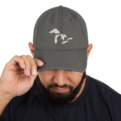 Great Lakes Distressed Dad Hat (Ivory White)