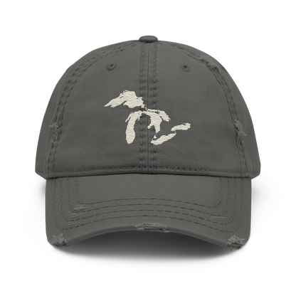 Great Lakes Distressed Dad Hat (Ivory White)